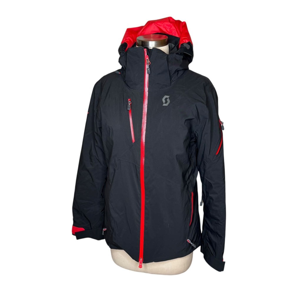 SCOTT USA Womens Ski Snowboard Jacket Black Red‎ Insulated Hooded Size US 4-6